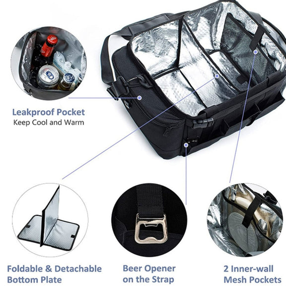 Large Foldable and Portable Outdoor Car Camping Picnic Storage Bag(Black)