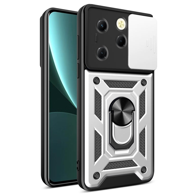 For Infinix Hot 40 / 40 Pro 4G Sliding Camera Cover Design TPU+PC Phone Case(Silver) - Infinix Cases by PMC TechLife | Online Shopping South Africa | PMC TechLife | Buy Now Pay Later Mobicred