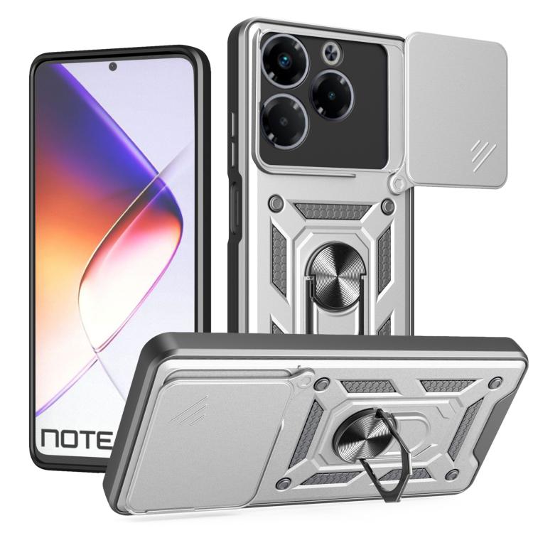 For Infinix Note 40X 5G Sliding Camera Cover Design TPU+PC Phone Case(Silver) - free shipping - PMC TechLife - Order now!