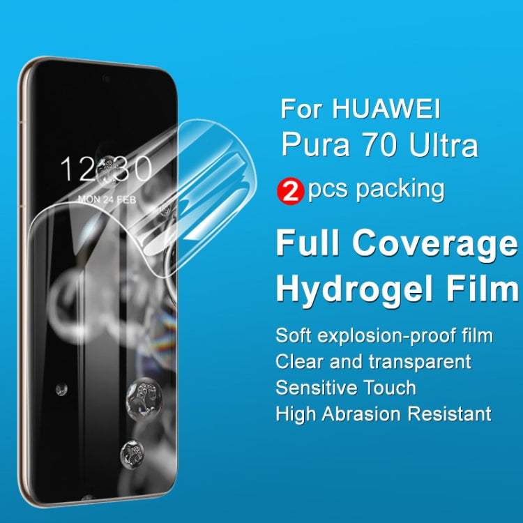 For Huawei Pura 70 Ultra 2pcs imak Curved Full Screen Hydrogel Film Protector