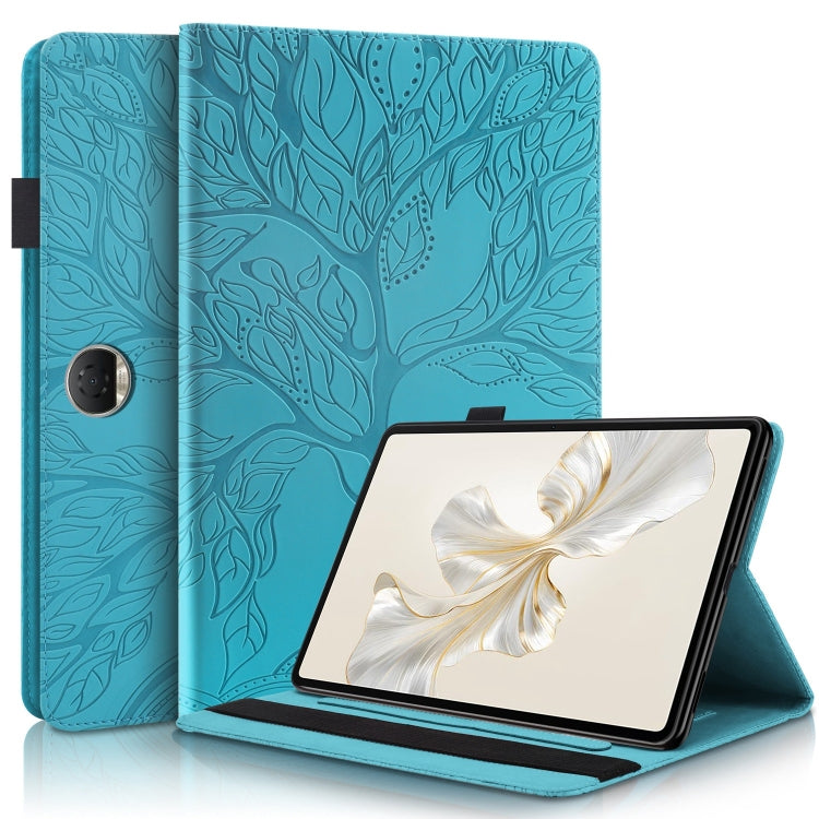 For Honor Pad 9 Tree Life Series Embossed Leather Tablet Case(Lake Blue) - Honor by PMC TechLife | Online Shopping South Africa | PMC TechLife | Buy Now Pay Later Mobicred