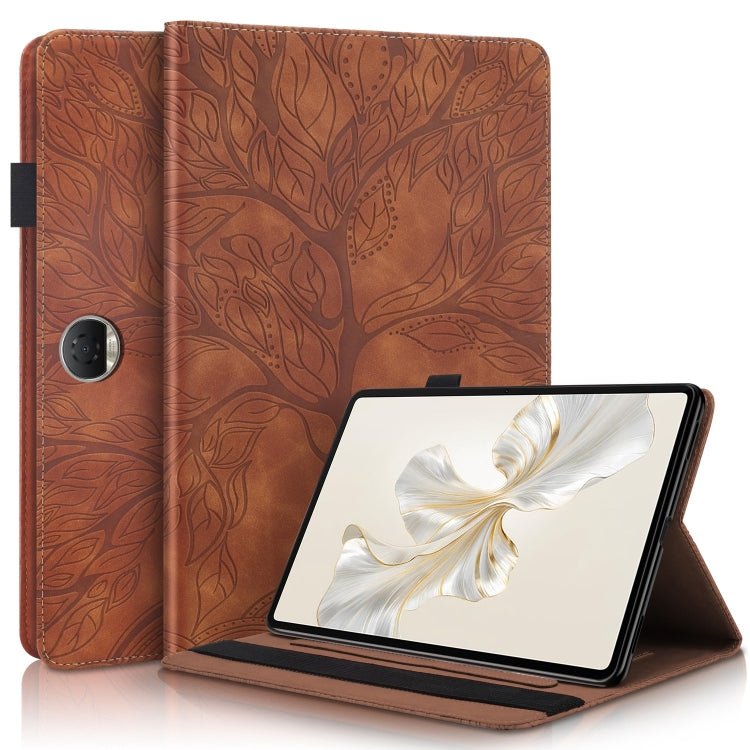 For Honor Pad 9 Tree Life Series Embossed Leather Tablet Case(Brown) - Honor by PMC TechLife | Online Shopping South Africa | PMC TechLife | Buy Now Pay Later Mobicred