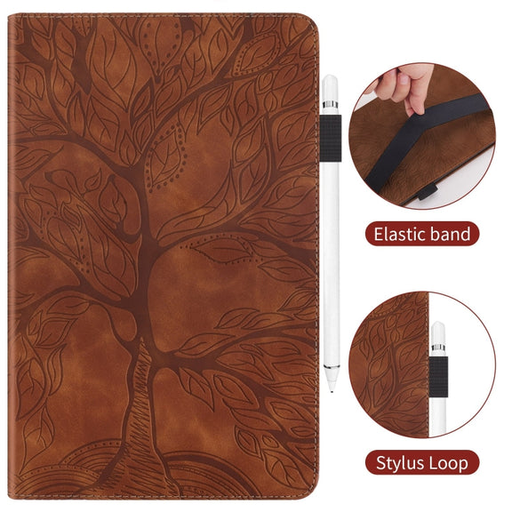 For Honor Pad 9 Tree Life Series Embossed Leather Tablet Case(Brown)