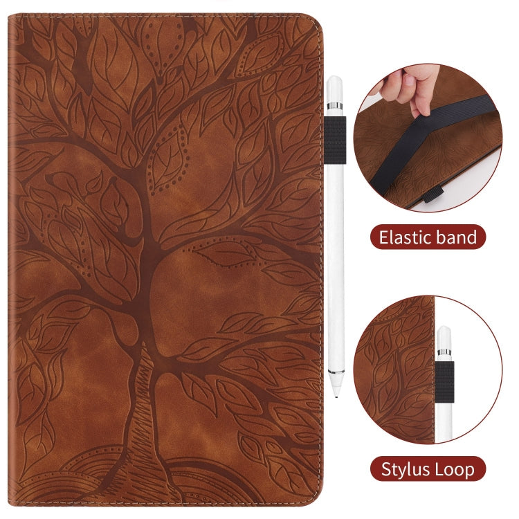 For Honor Pad 9 Tree Life Series Embossed Leather Tablet Case(Brown)