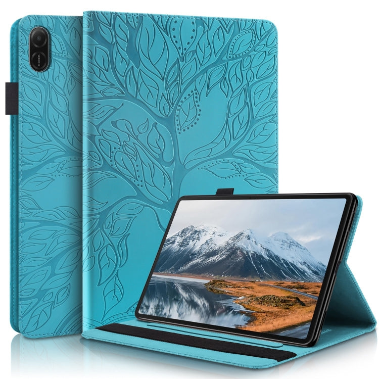 For Honor Pad X8a Tree Life Series Embossed Leather Tablet Case(Lake Blue) - Honor by PMC TechLife | Online Shopping South Africa | PMC TechLife | Buy Now Pay Later Mobicred