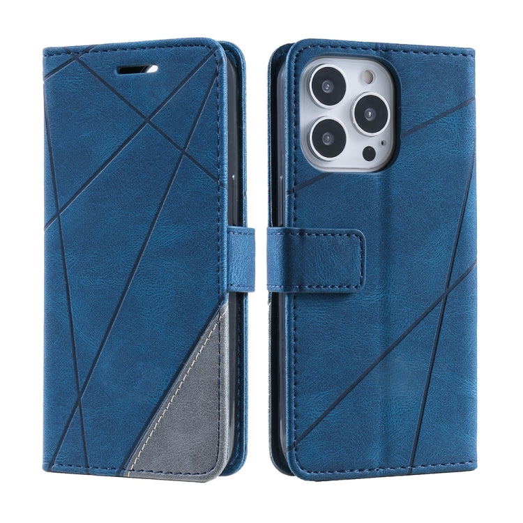 For iPhone 16 Pro Max Skin Feel Splicing Leather Phone Case(Blue) - iPhone 16 Pro Max Cases by PMC TechLife | Online Shopping South Africa | PMC TechLife | Buy Now Pay Later Mobicred