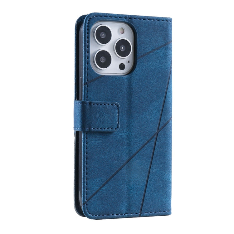 For iPhone 16 Pro Max Skin Feel Splicing Leather Phone Case(Blue) - iPhone 16 Pro Max Cases by PMC TechLife | Online Shopping South Africa | PMC TechLife | Buy Now Pay Later Mobicred