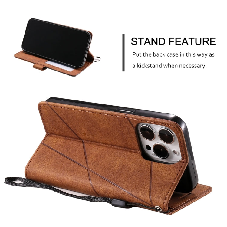 For iPhone 16 Pro Skin Feel Splicing Leather Phone Case(Brown) - iPhone 16 Pro Cases by PMC TechLife | Online Shopping South Africa | PMC TechLife | Buy Now Pay Later Mobicred