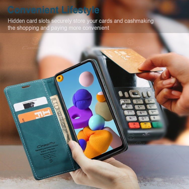 For Samsung Galaxy A21S CaseMe-013 Multifunctional Retro Frosted Horizontal Flip Leather Case with Card Slot & Holder & Wallet(Blue) - free shipping - PMC Jewellery - Order now!
