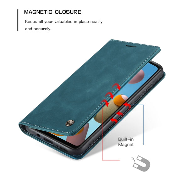 For Samsung Galaxy A21S CaseMe-013 Multifunctional Retro Frosted Horizontal Flip Leather Case with Card Slot & Holder & Wallet(Blue)