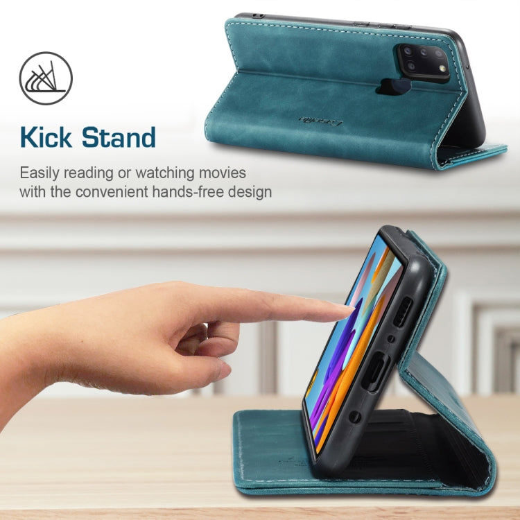 For Samsung Galaxy A21S CaseMe-013 Multifunctional Retro Frosted Horizontal Flip Leather Case with Card Slot & Holder & Wallet(Blue)