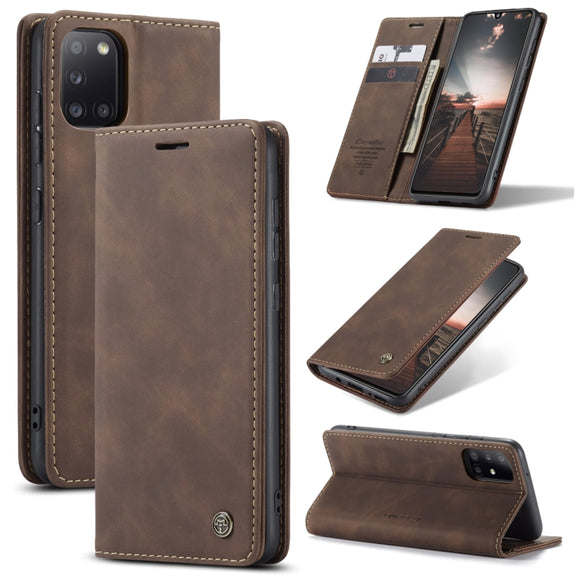 For Samsung Galaxy A31 CaseMe-013 Multifunctional Retro Frosted Horizontal Flip Leather Case with Card Slot & Holder & Wallet(Coffee)