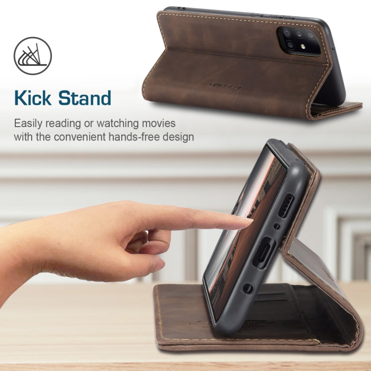 For Samsung Galaxy A31 CaseMe-013 Multifunctional Retro Frosted Horizontal Flip Leather Case with Card Slot & Holder & Wallet(Coffee)