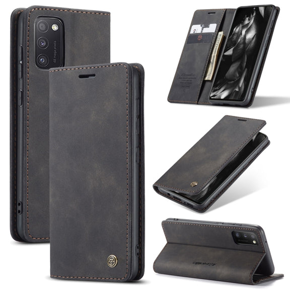For Samsung Galaxy A41 CaseMe-013 Multifunctional Retro Frosted Horizontal Flip Leather Case with Card Slot & Holder & Wallet(Black)