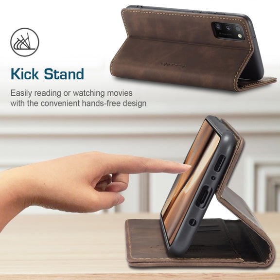 For Samsung Galaxy A41 CaseMe-013 Multifunctional Retro Frosted Horizontal Flip Leather Case with Card Slot & Holder & Wallet(Coffee)