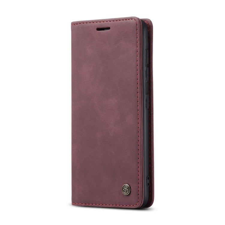 For Samsung Galaxy A41 CaseMe-013 Multifunctional Retro Frosted Horizontal Flip Leather Case with Card Slot & Holder & Wallet(Wine Red)