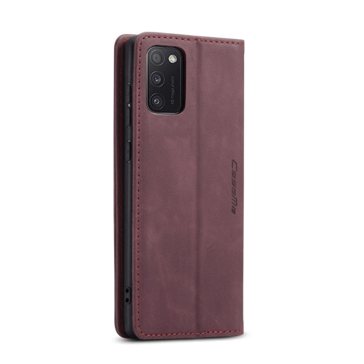 For Samsung Galaxy A41 CaseMe-013 Multifunctional Retro Frosted Horizontal Flip Leather Case with Card Slot & Holder & Wallet(Wine Red)