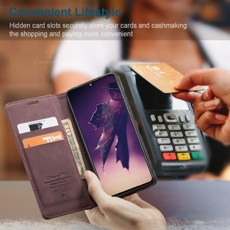 For Samsung Galaxy A41 CaseMe-013 Multifunctional Retro Frosted Horizontal Flip Leather Case with Card Slot & Holder & Wallet(Wine Red)