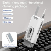 Q8 8 in 1 Multi-Function Headset Cleaning Pen Keyboard Mobile Phone Cleaner(White+Red)