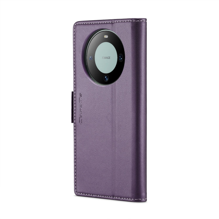 For Huawei Mate 60 CaseMe 023 Butterfly Buckle Litchi Texture RFID Anti-theft Leather Phone Case(Pearly Purple)