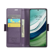 For Huawei Mate 60 CaseMe 023 Butterfly Buckle Litchi Texture RFID Anti-theft Leather Phone Case(Pearly Purple)