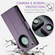 For Huawei Mate 60 CaseMe 023 Butterfly Buckle Litchi Texture RFID Anti-theft Leather Phone Case(Pearly Purple)