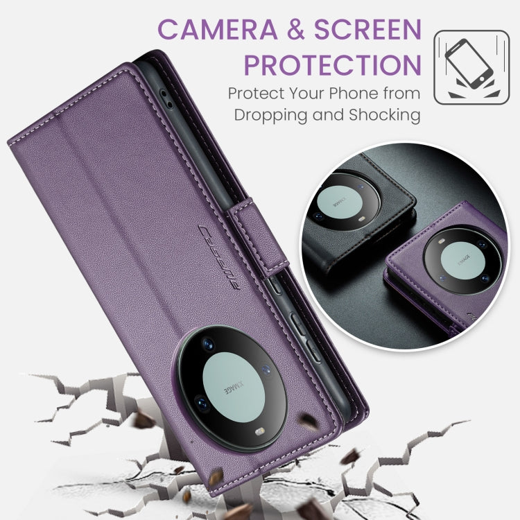 For Huawei Mate 60 CaseMe 023 Butterfly Buckle Litchi Texture RFID Anti-theft Leather Phone Case(Pearly Purple)