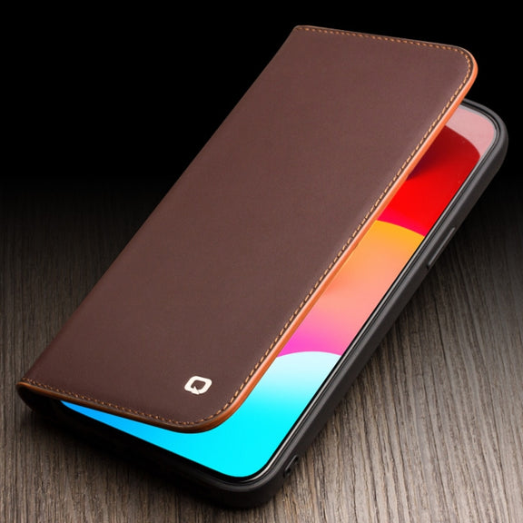 For iPhone 15 Pro QIALINO Classic Gen2 Genuine Leather Phone Case(Brown)