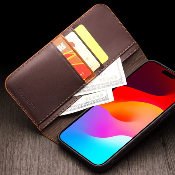 For iPhone 15 Pro QIALINO Classic Gen2 Genuine Leather Phone Case(Brown)