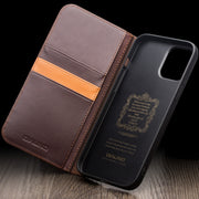 For iPhone 15 Pro Max QIALINO Classic Gen2 Genuine Leather Phone Case(Black)