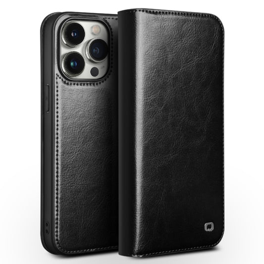 For iPhone 15 Pro Max QIALINO Classic Genuine Leather Phone Case(Black) - iPhone 15 Pro Max Cases by QIALINO | Online Shopping South Africa | PMC Jewellery | Buy Now Pay Later Mobicred