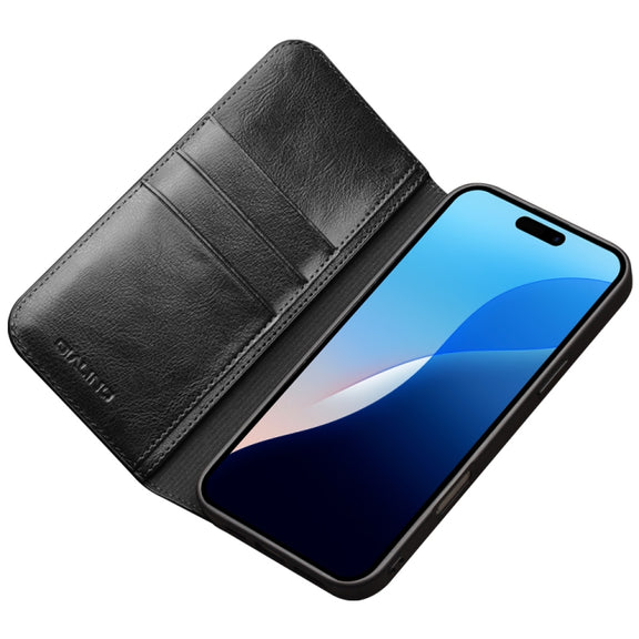 For iPhone 16 Pro Max QIALINO Classic Genuine Leather Phone Case(Black)