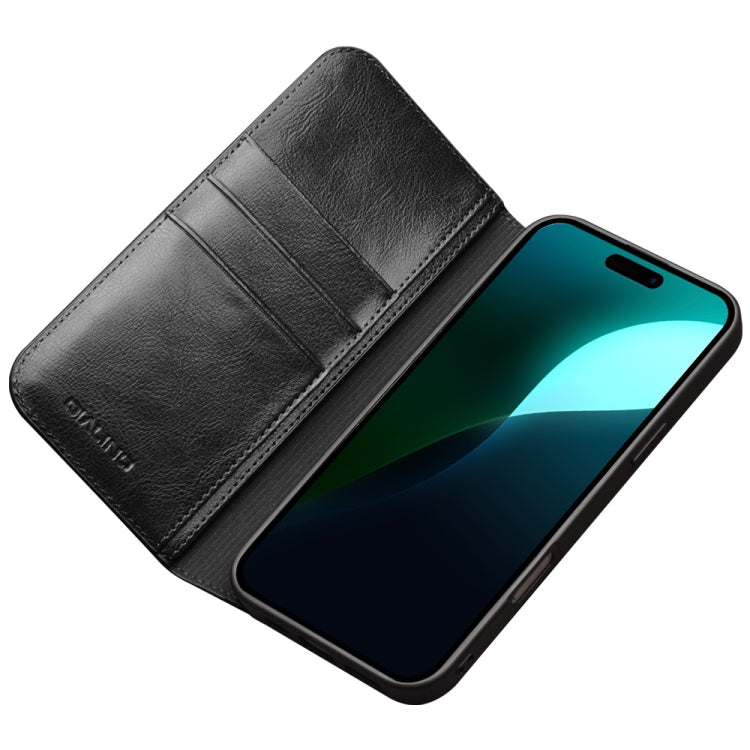 For iPhone 16 QIALINO Classic Genuine Leather Phone Case(Black)