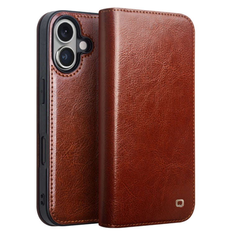 For iPhone 16 QIALINO Classic Genuine Leather Phone Case(Brown) - free shipping - PMC Jewellery - Order now!