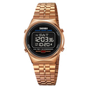 SKMEI 1882 Multifunctional Men 30M Water-resistant Luminous Stainless Steel Digital Wrist Watch(Rose Gold Black)