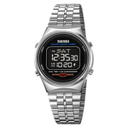 SKMEI 1882 Multifunctional Men 30M Water-resistant Luminous Stainless Steel Digital Wrist Watch(Silver Black)
