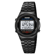 SKMEI 1882 Multifunctional Men 30M Water-resistant Luminous Stainless Steel Digital Wrist Watch(Black White)