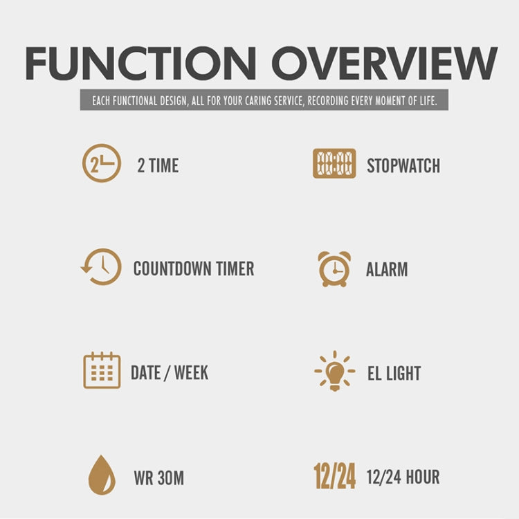 SKMEI 1882 Multifunctional Men 30M Waterproof Luminous Stainless Steel Digital Wrist Watch(Rose Gold White) - free shipping - PMC TechLife - Order now!