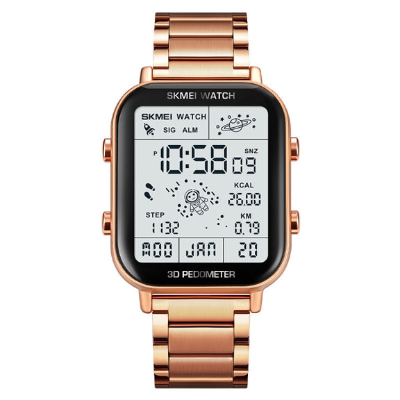SKMEI 1888 Multifunctional Men 30M Water-resistant Sports Stainless Steel Digital Wrist Watch(Rose Gold)