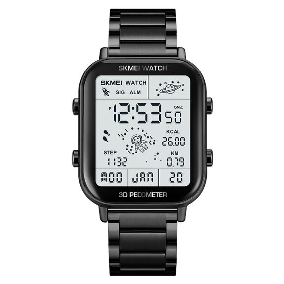 SKMEI 1888 Multifunctional Men 30M Water-resistant Sports Stainless Steel Digital Wrist Watch(Black)