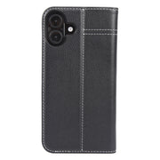 For iPhone 16 GEBEI Top-grain Horizontal Flip Leather Phone Case(Black)