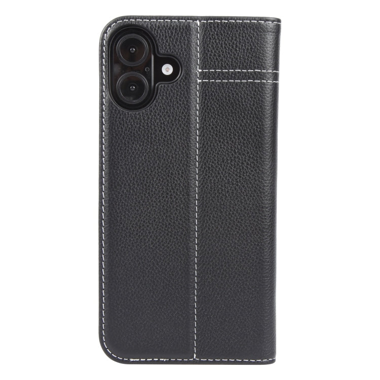 For iPhone 16 GEBEI Top-grain Horizontal Flip Leather Phone Case(Black)