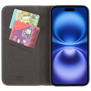 For iPhone 16 GEBEI Top-grain Horizontal Flip Leather Phone Case(Black)