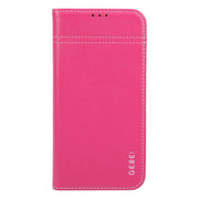 For iPhone 16 GEBEI Top-grain Horizontal Flip Leather Phone Case(Rose Red)