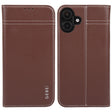 For iPhone 16 GEBEI Top-grain Horizontal Flip Leather Phone Case(Brown) - iPhone 16 Cases by GEBEI | Online Shopping South Africa | PMC TechLife | Buy Now Pay Later Mobicred