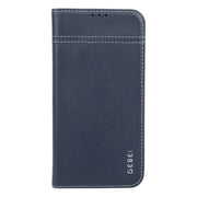 For iPhone 16 Plus GEBEI Top-grain Horizontal Flip Leather Phone Case(Blue)