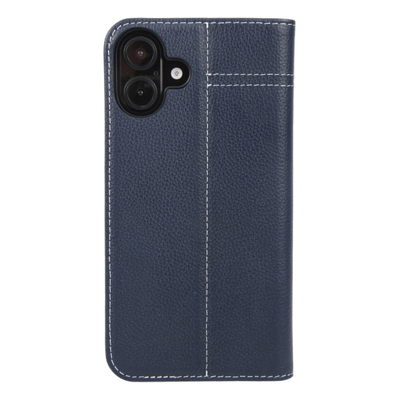 For iPhone 16 Plus GEBEI Top-grain Horizontal Flip Leather Phone Case(Blue)