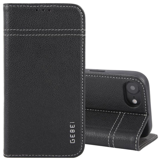 For iPhone 16e GEBEI Top-grain Horizontal Flip Leather Phone Case(Black) - free shipping - PMC Jewellery - Order now!