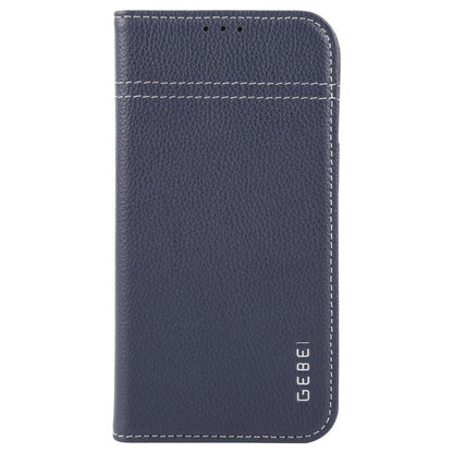 For iPhone 16e GEBEI Top-grain Horizontal Flip Leather Phone Case(Blue) - free shipping - PMC Jewellery - Order now!