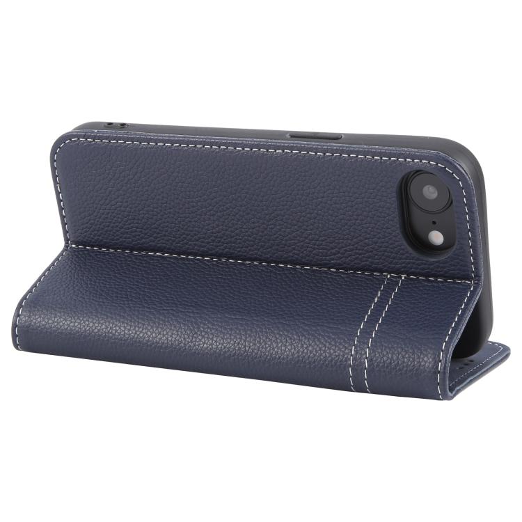 For iPhone 16e GEBEI Top-grain Horizontal Flip Leather Phone Case(Blue) - free shipping - PMC Jewellery - Order now!